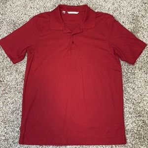NWOT Cutter & Buck deep red cotton/polyester textured stripe short sleeve polo.